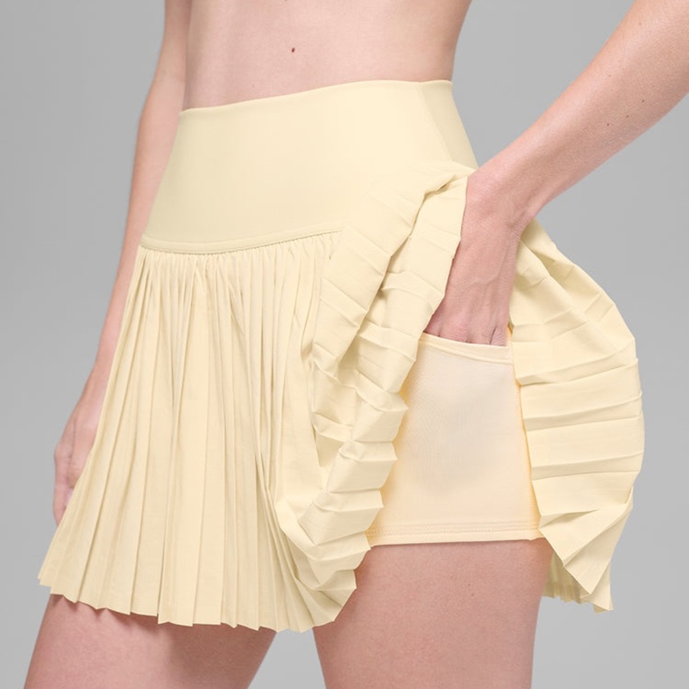 ALO Grand Slam Pleated Tennis Skirt Yoga in butter yellow xxs - Picture 12 of 12
